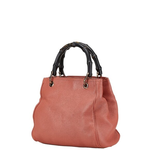 GUCCI Pink Leather Bamboo Shoulder Bag - Picture 2 of 16